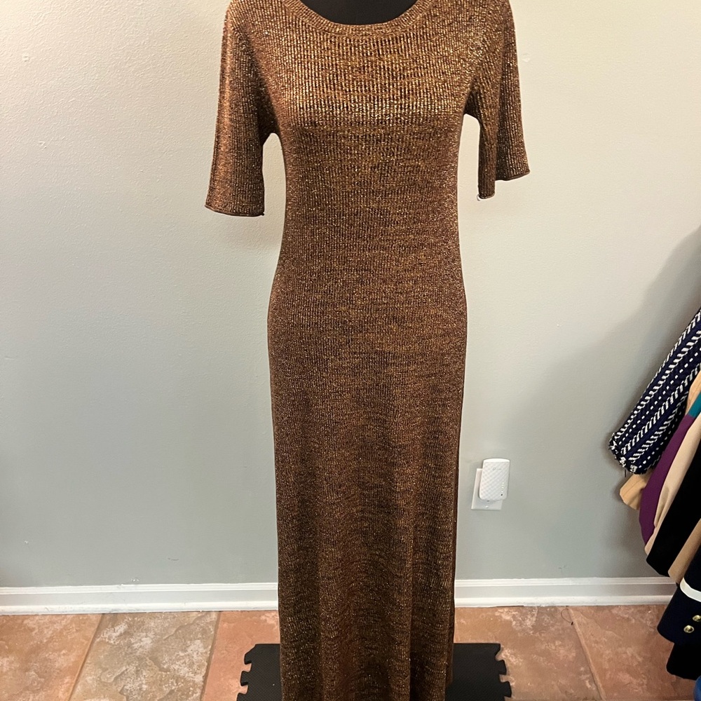 Zara Brown Sheath‎ Dress with Bell Sleeves